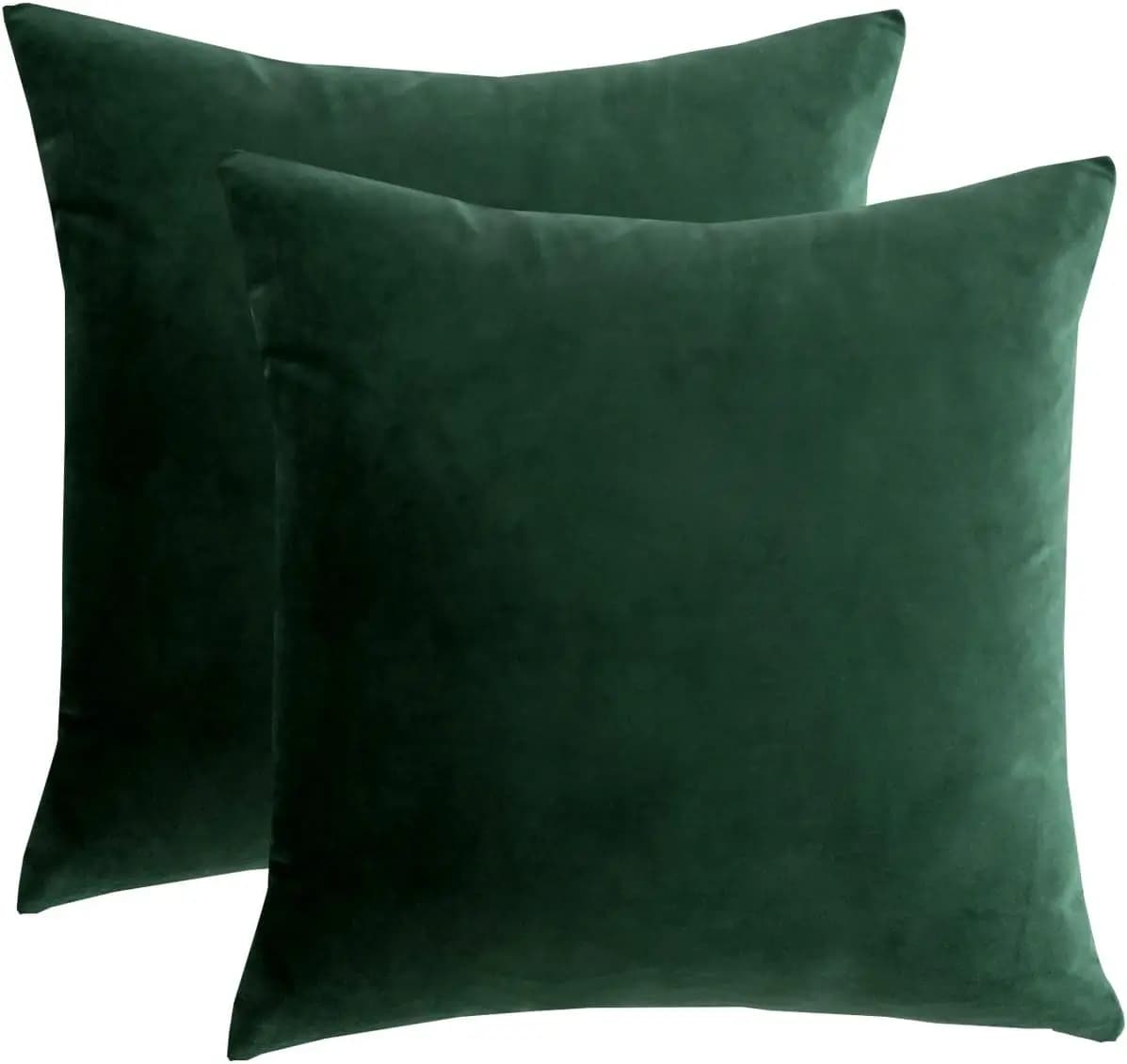 Fodere per Cuscini Decorativi Verde Scuro, Morbide Quadrate 45x45 cm Set da 2 per Divano, Letto, Sedia