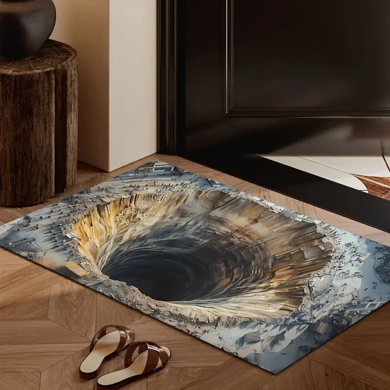 Zerbino VIKAMA 3D con Effetto Buco Nero Cosmico, Tappetino Antiscivolo con Illusione Ottica per Ingresso e Patio, Decorazione Casa