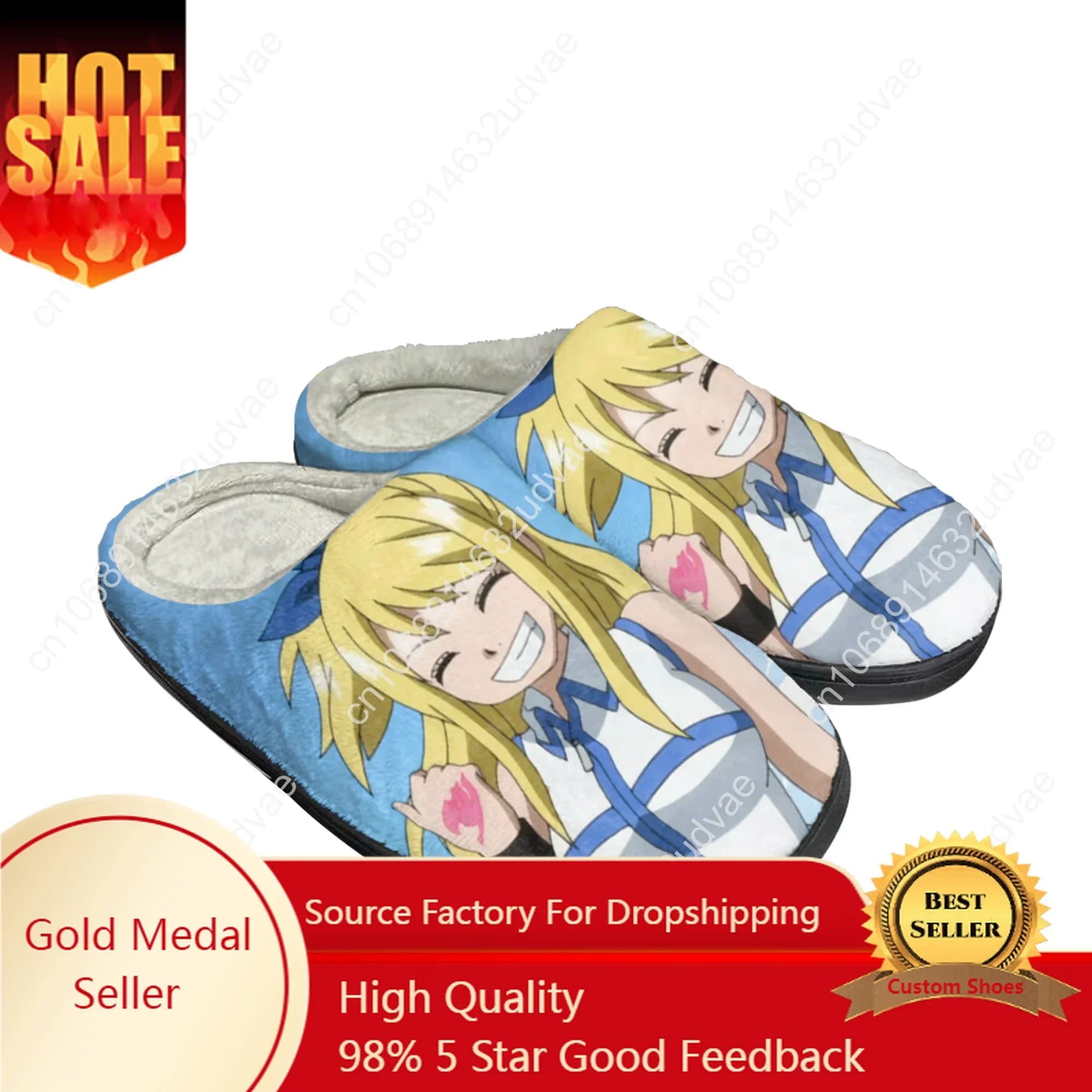 Lucy Heartfilia Anime Fairy Tail Home Cotton Custom Slippers Mens Womens Sandals Plush Casual Keep Warm Shoes Thermal Slipper