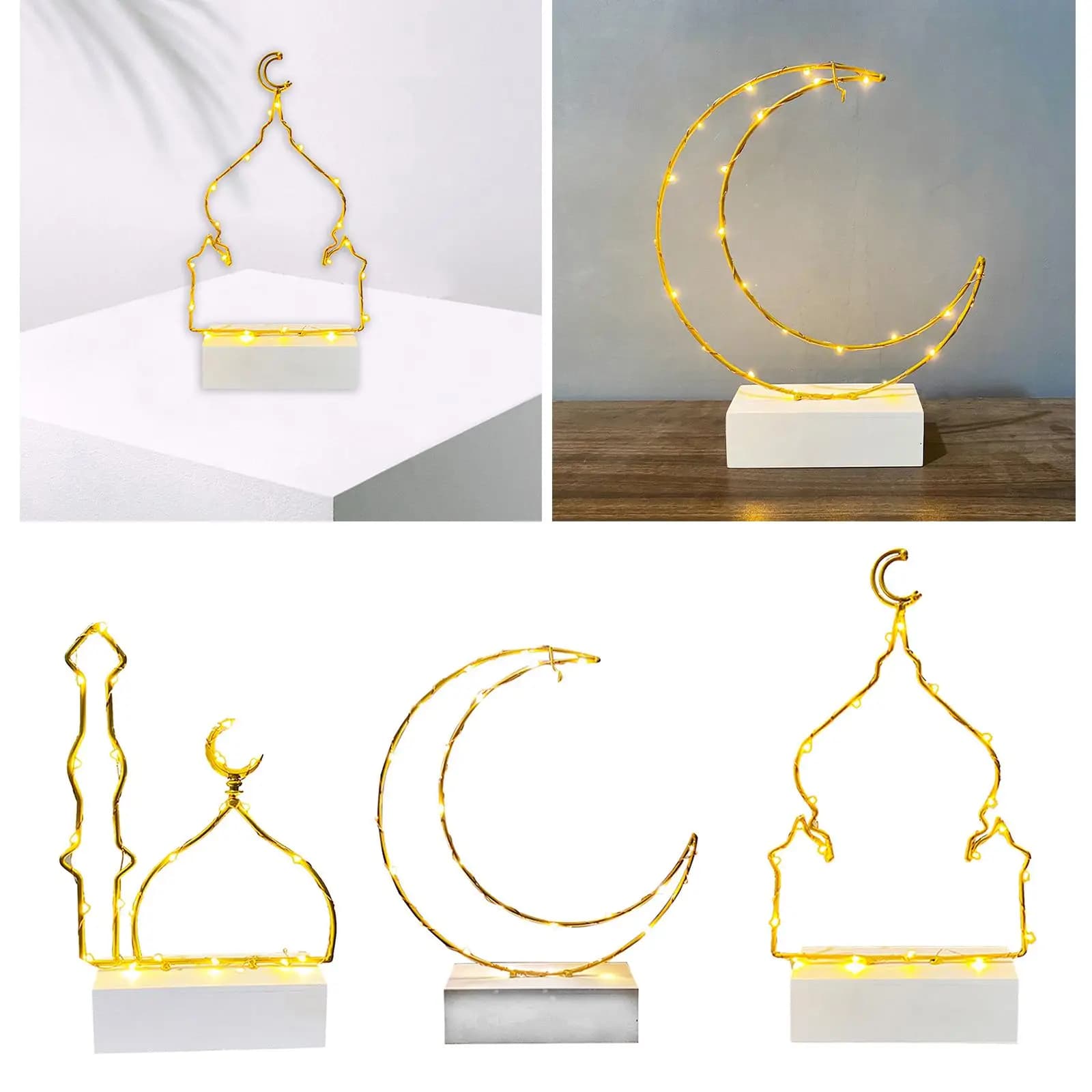 Lampada Ornamentale in Ferro, Luce Notturna LED per Ramadan ed Eid Mubarak, Decorazione Islamica