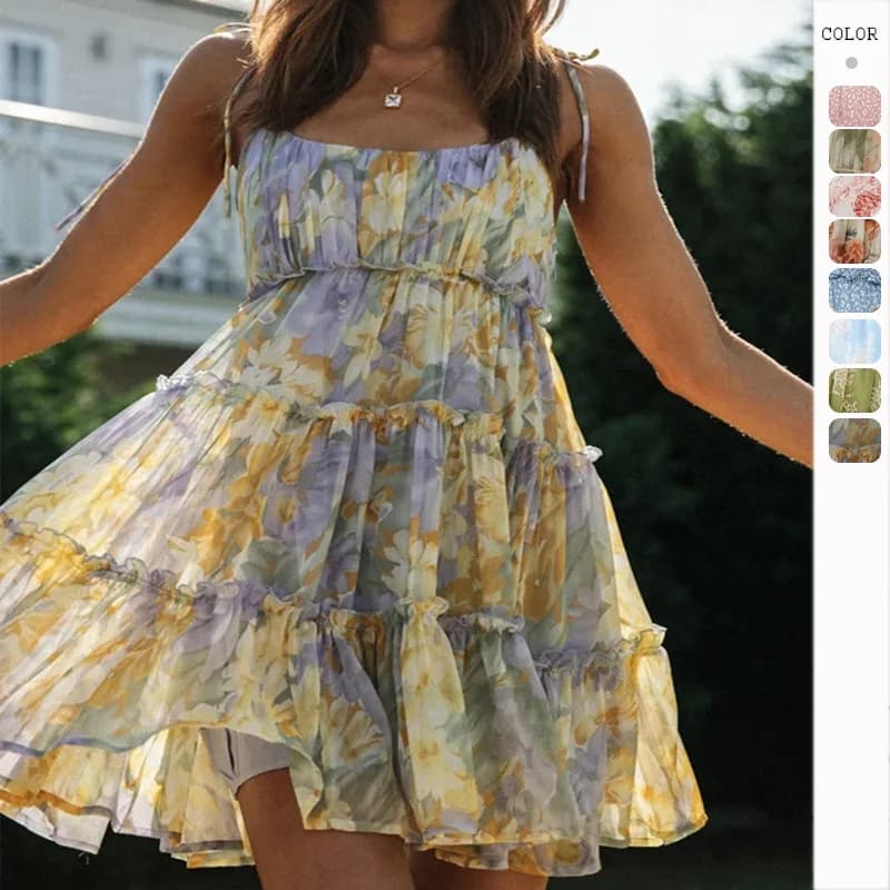 Elegant Mid-Waist Knitted Polyester Summer Dress Women's Sleeveless Cake Skirt Print Sexy Strapless Dress Casual Holiday Style