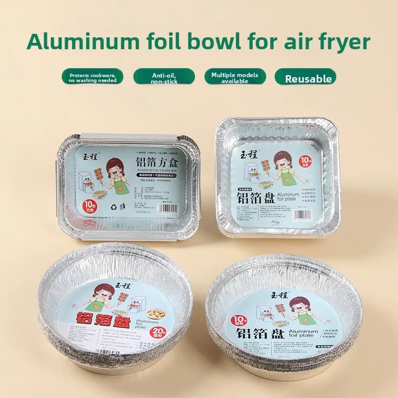 Vaschetta in Alluminio Monouso per Friggitrice ad Aria, Ciotola di Carta per Barbecue, Contenitore in Alluminio per Alimenti, Carta Stagnola Monouso per Uso Domestico