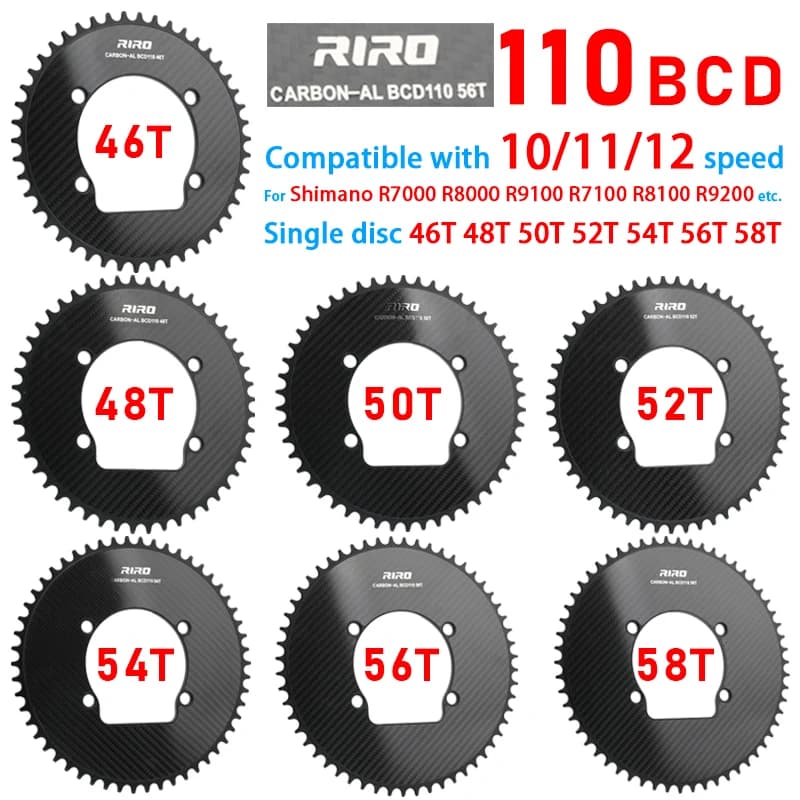 RIRO 110 BCD Corona Della Bici 9-12S 46T 48T 50T 52T 54T 56T 58T Ruota di Catena Della Bicicletta Della Strada per SHIMANO R7000 R8000 R9100 R7100 R8100