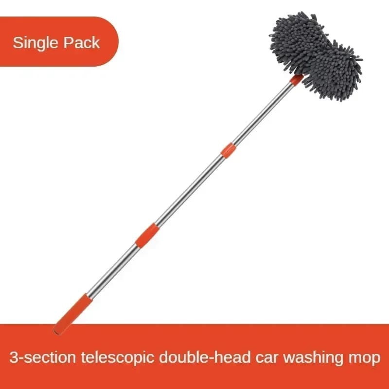 Car Washer Mop Foam Washing Brush Double Head Maintenance for cleaning roof windows Accessories for three sections telescopic Mop car