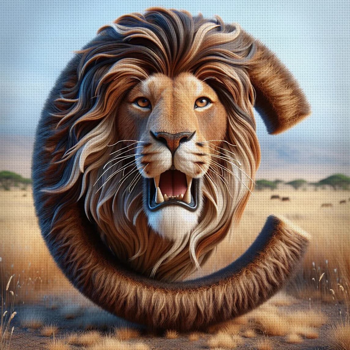 Kit Punto Croce Savannah Re Leone Fai da Te 11CT Ricamo Decorazione Murale Regalo Materiale Artigianale Senza Cornice Semilavorato 36×36cm
