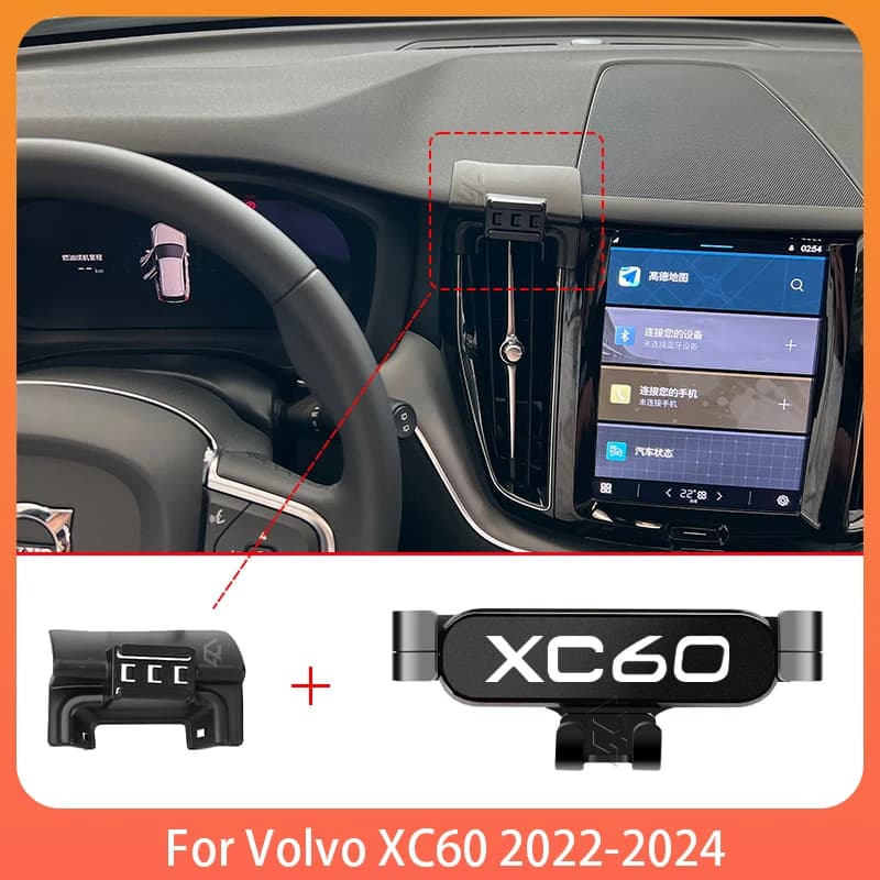 Supporto per telefono cellulare per auto per Volvo XC60 2022-2024 Supporto speciale per telefono cellulare regolabile Base GPS Accessori per supporto