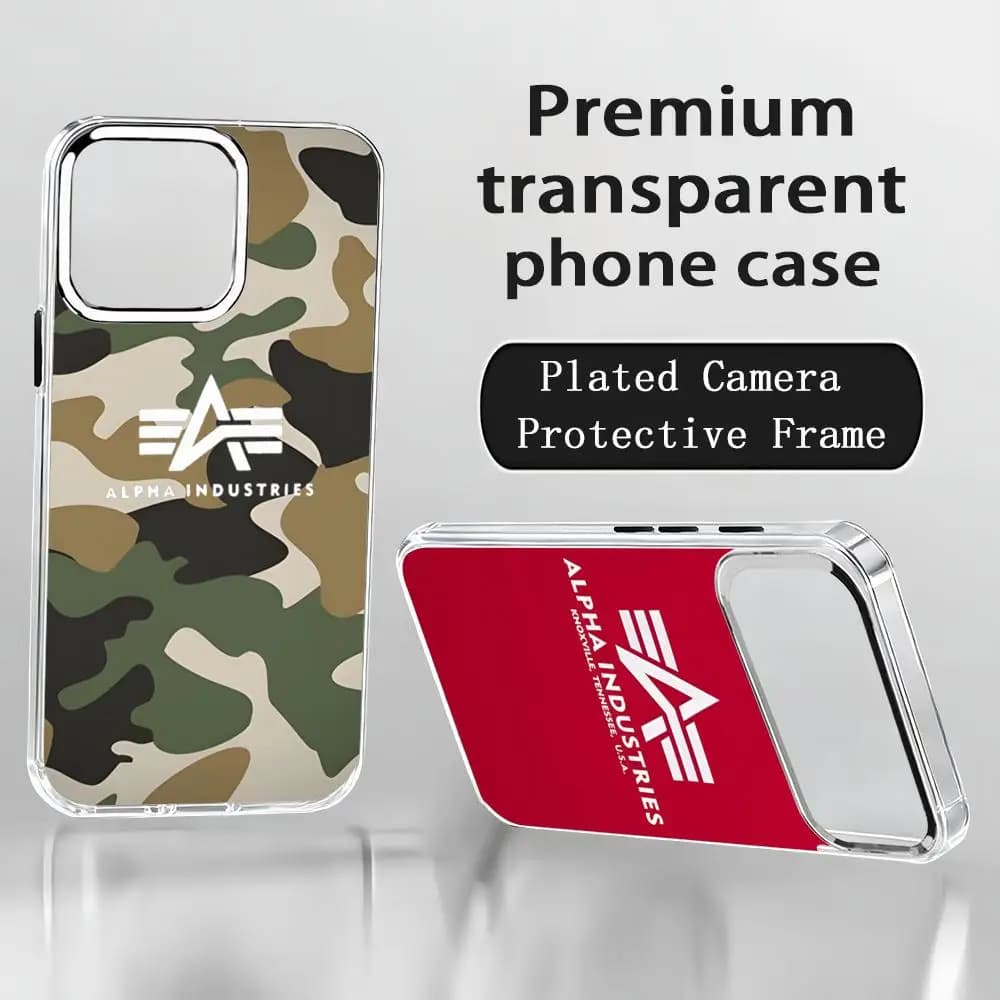 Vogue A-Alpha IndustriES LOOG Phone Case For iPhone 17 air 16 15 14 13 12 11 Pro Max Plus Chrome Button Camera Ring Transparent