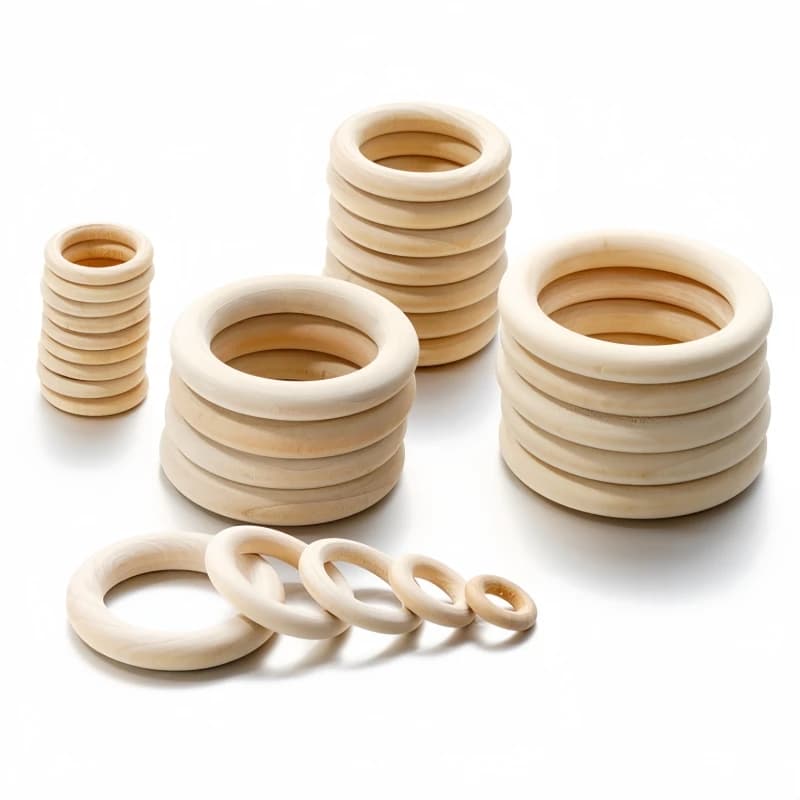 15-100mm Natural Wooden Rings Unfinished Solid Wood Teething Ring for DIY Crafts Wood Hoops Ornaments Connectors Macrame Accesso