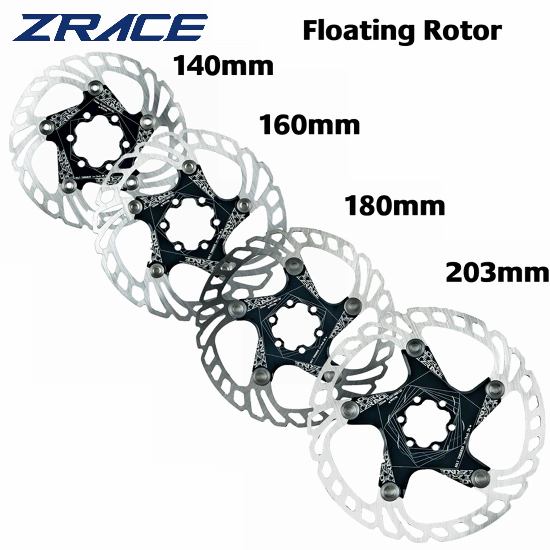 Rotore del freno della bici ZRACE Rotore flottante con forte dissipazione del calore 160mm 180mm 203mm Freno a disco MTB