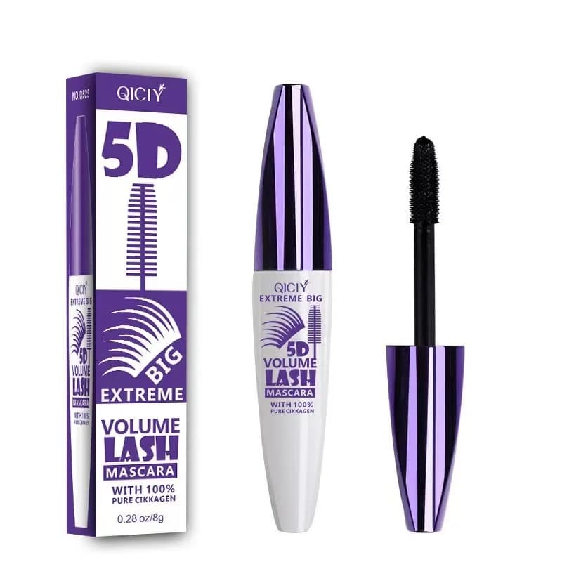 Mascara nero 4D volumizzante e incurvante, mascara liquido in fibra waterproof, contenuto nero a lunga durata e senza grumi per un'adesione prolungata.