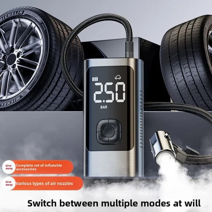 Gonfiatore per Auto Wireless 2-in-1 e Avviatore d'Emergenza - Pompa d'Aria Portatile per Pneumatici di Veicoli Elettrici e Auto