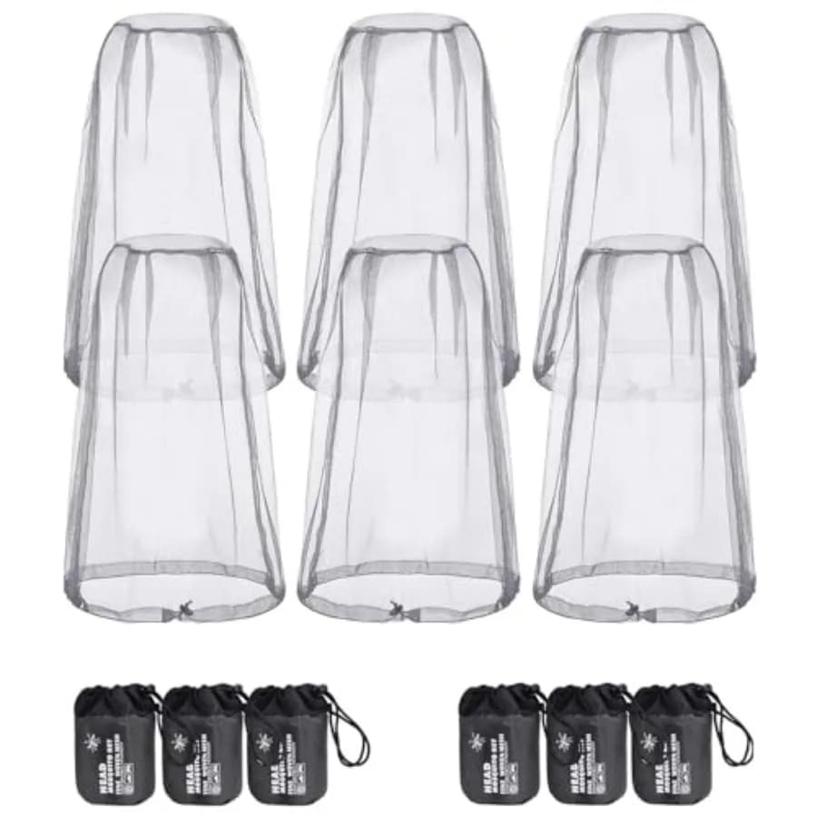 HESTYA 6 Pack Mosquito Head Net Mesh for Hiking and Outdoors Bug Face Netting over Hat Fishing Gear Insect Protection for Campi