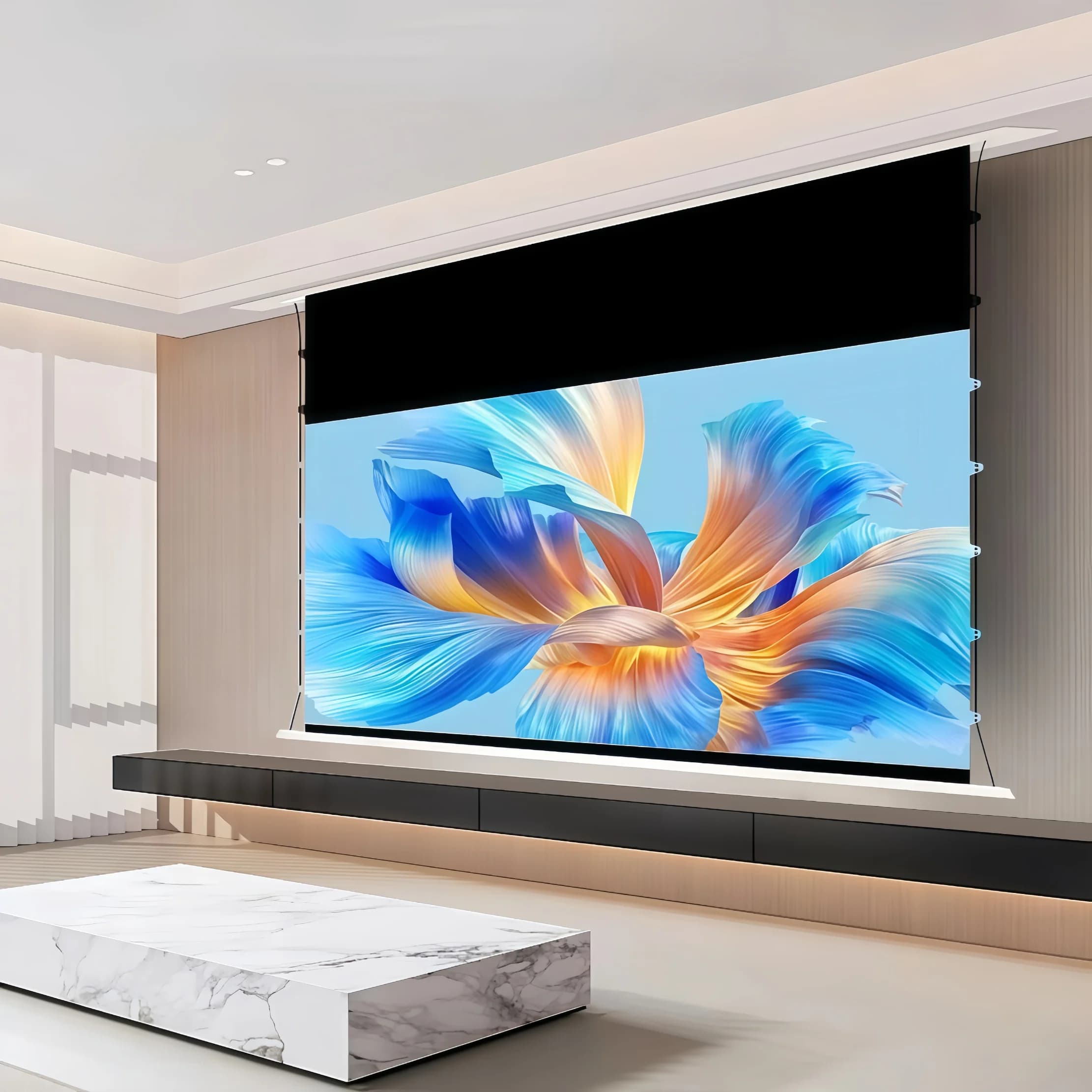 8K Fresnel Standard/Long Throw ALR 2.0 Guadagno Luce ambientale che rifiuta Home Theater AI Smart Schermo per proiettore motorizzato a soffitto