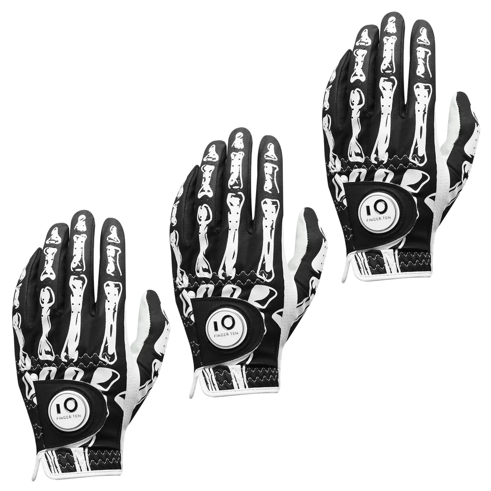 Guanti da Golf per Uomo, Mano Sinistra con Marcatore di Palline, Confezione da 2/3, Guanto da Golf per Tutte le Condizioni Atmosferiche, Misure S M ML L XL