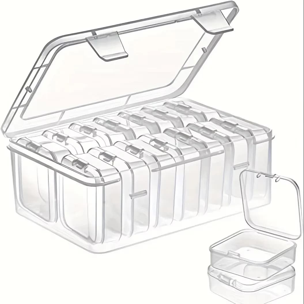 14Pieces Clear Plastic Storage，Craft Storage Organizer for Craft Jewelry Beads Earring Ornament Container Tool Fishing Hook