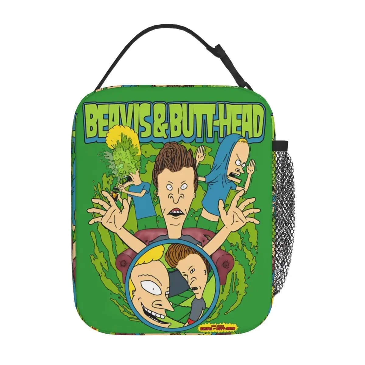 Borsa termica per il pranzo isolata Beavis And Butthead Energy Drink Green Glow Borse per alimenti con contenitore per pasti, grande borsa per il pranzo