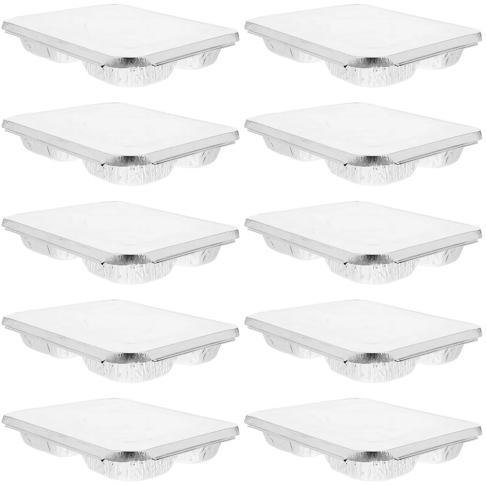 10 Pieces Aluminium Disposable Bags for Cooking, Barbecue, Oven, Air Fryer, Picnic - Compact Containers Stackable with Cover, Heat Resistant for Food