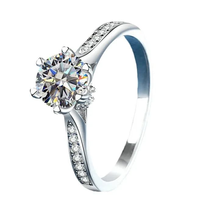 Light Luxury Six-Claw Fortune Rotating Ring PT950 Platinum for Women, 2 Carat Moissanite Vintage Trendy Jewelry With Auspicious