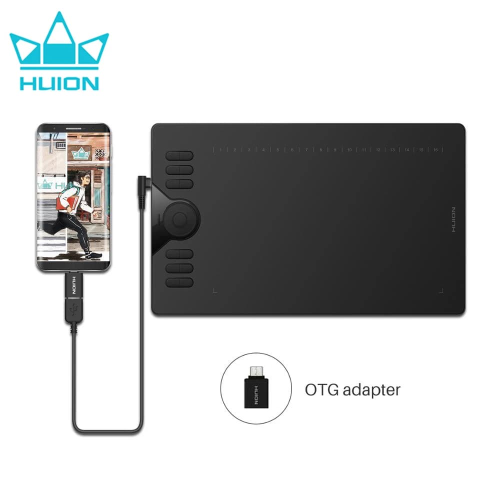 Huion HS610 Tavoletta grafica da 10x6,25 pollici 28 tasti Express 8192 Tavoletta con penna stilo senza batteria per telefono Android MacBook