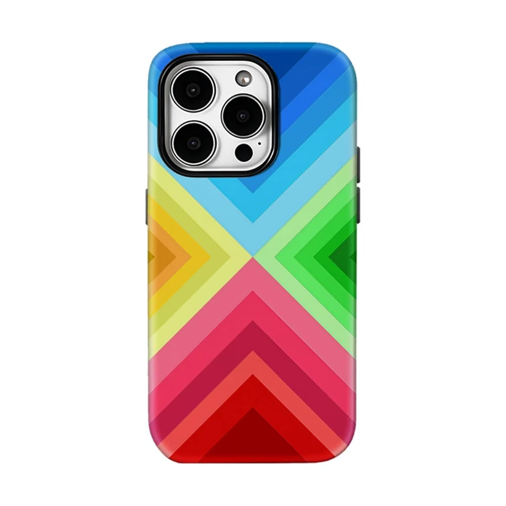 Custodia per telefono Rainbow Chevron per iPhone 17 16 15 14 13 Pro Max Plus, custodia rigida magnetica a strato singolo/doppio