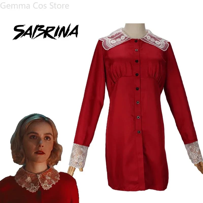 Fantastiche avventure di Sabrina Costume Cosplay Abito rosso Spellman Primavera Autunno Uniforme Donna Ragazza Vestito di Carnevale di Halloween