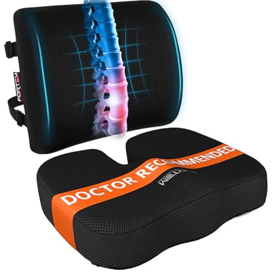 Cuscino per Sedia da Ufficio, Supporto Lombare in Memory Foam per Sedia da Ufficio, Allevia il Dolore da Sciatica e Pressione sul Coccige