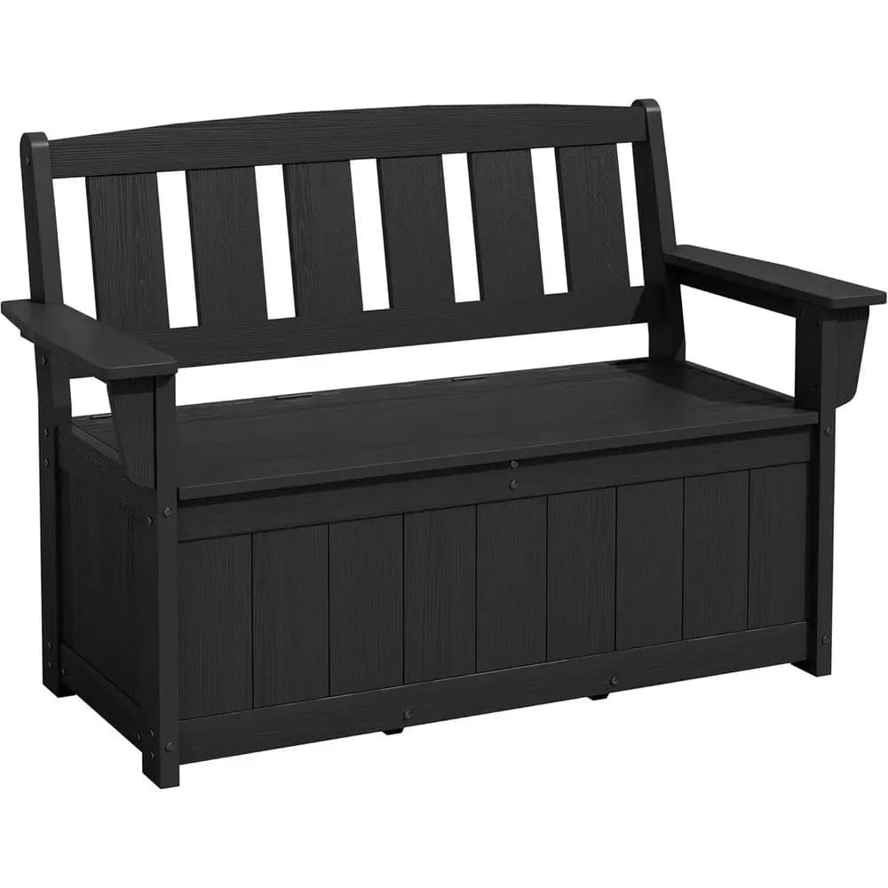 Panca Contenitore da Esterno Resistente ai Raggi UV per Tutte le Stagioni con Sacche Impermeabili, Box Organizer da 210 Litri per Patio, Giardino e Piscina (B)