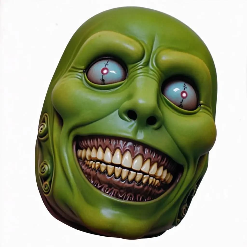 Natural Latex Mask Scary Halloween Mask Smiles Demons Horror Creepy White Masks with Eye for Cosplay Carnival Party Props Mask