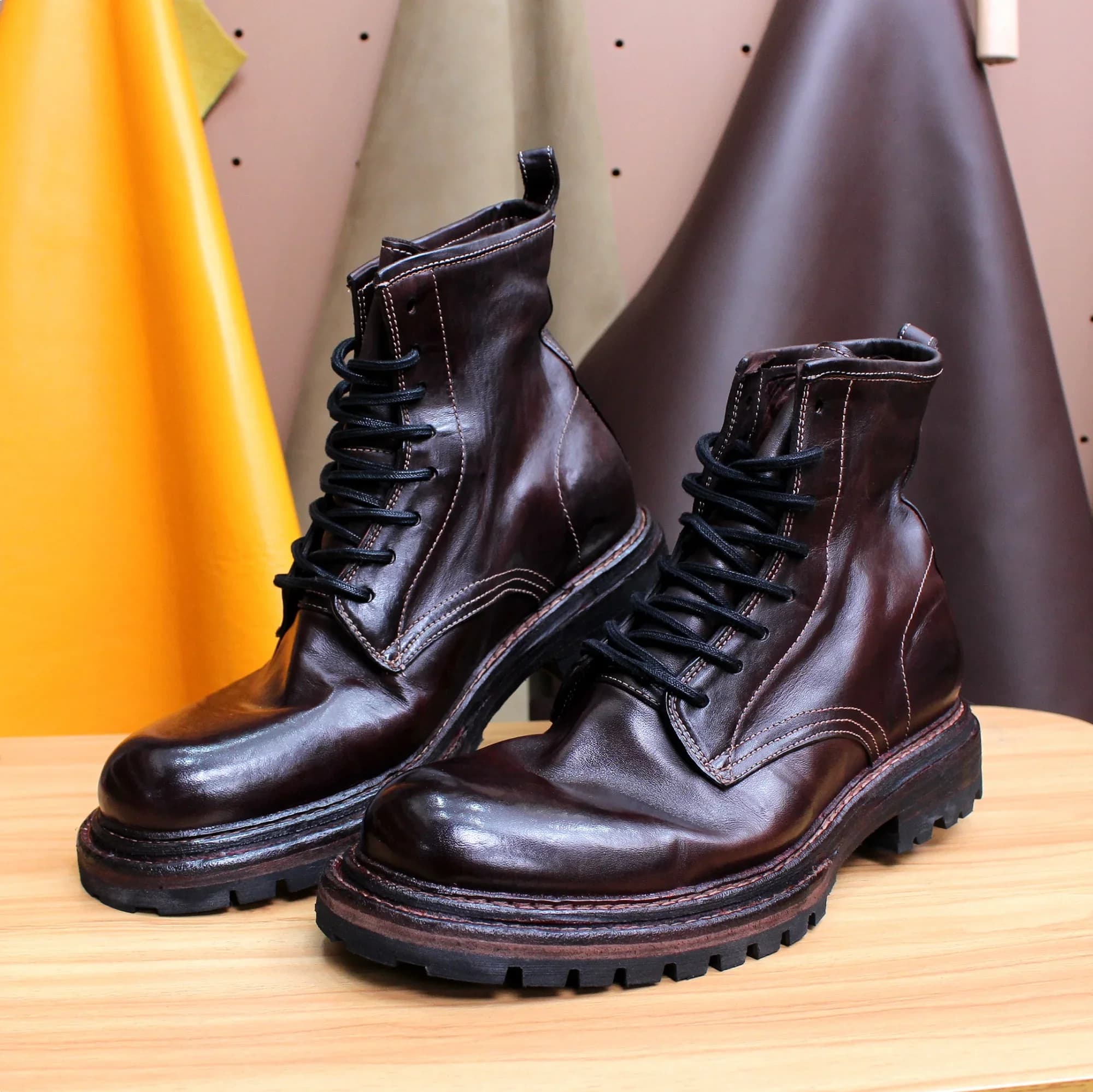 Goodyear Stivali in pura pelle di cavallo fatti a mano per uomo e donna, stringati personalizzati, caldi e confortevoli, di fascia alta