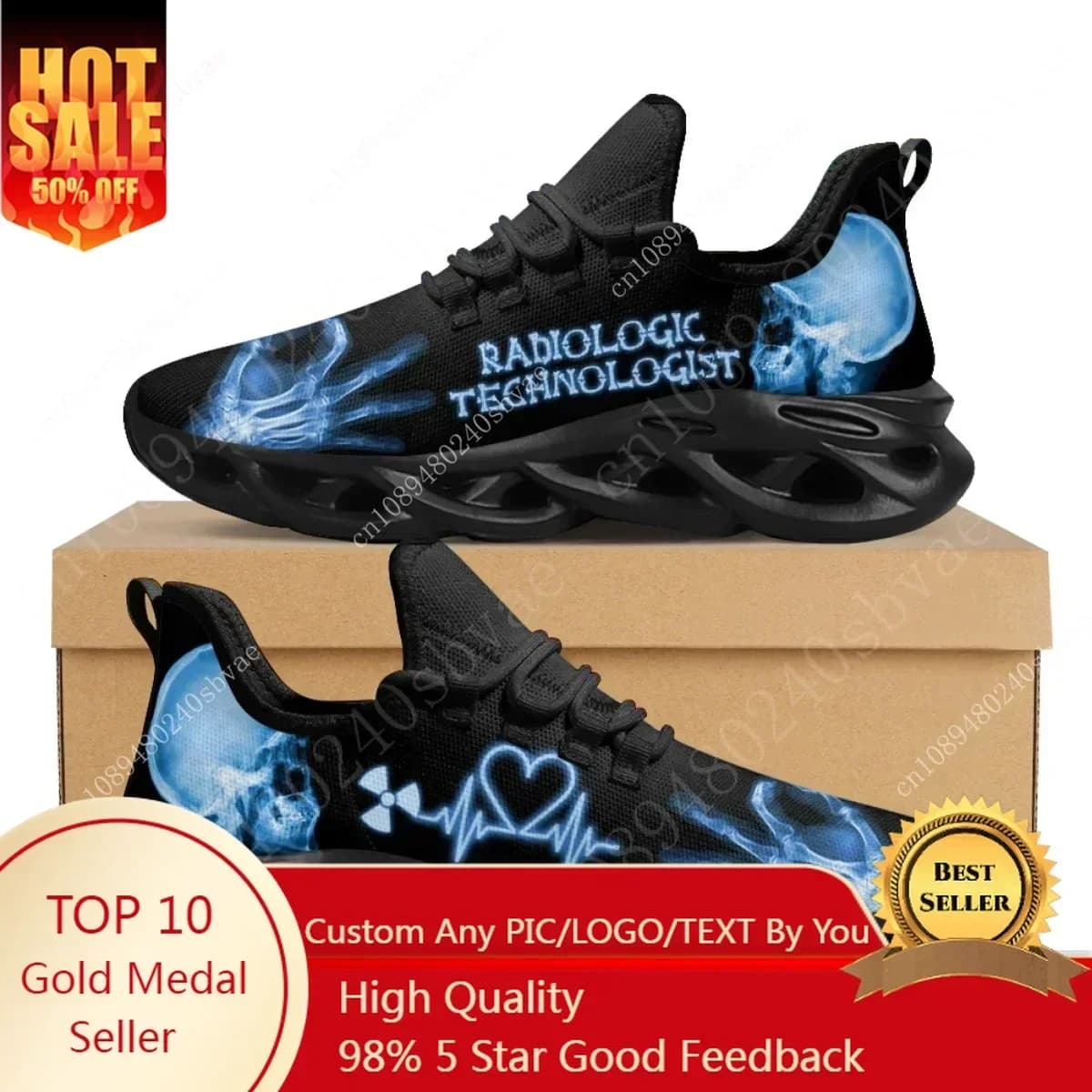 Scarpe da ginnastica per tecnologi radiologici, scarpe da uomo e da donna con stampa scheletro, calzature sportive leggere e casual, scarpe da ginnastica personalizzate