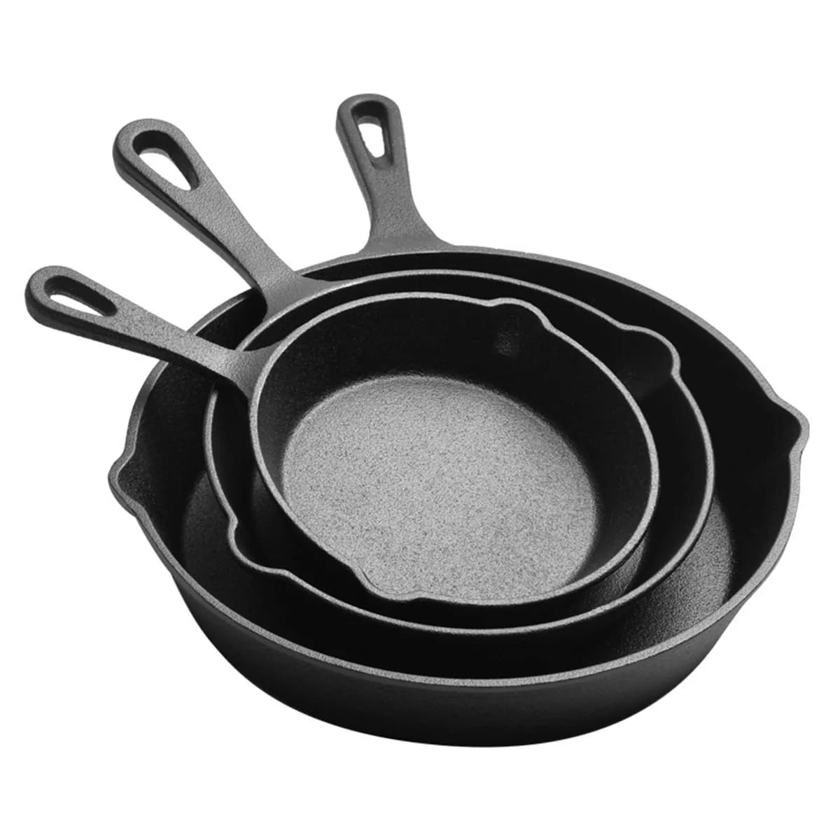 Set di 3 Padelle in Ghisa Antiaderenti per Pancake, Bistecche, Uova e Carne, Padella Mini con Fondo Piatto per Uso Domestico, Pentola Anti-Schizzi d'Olio