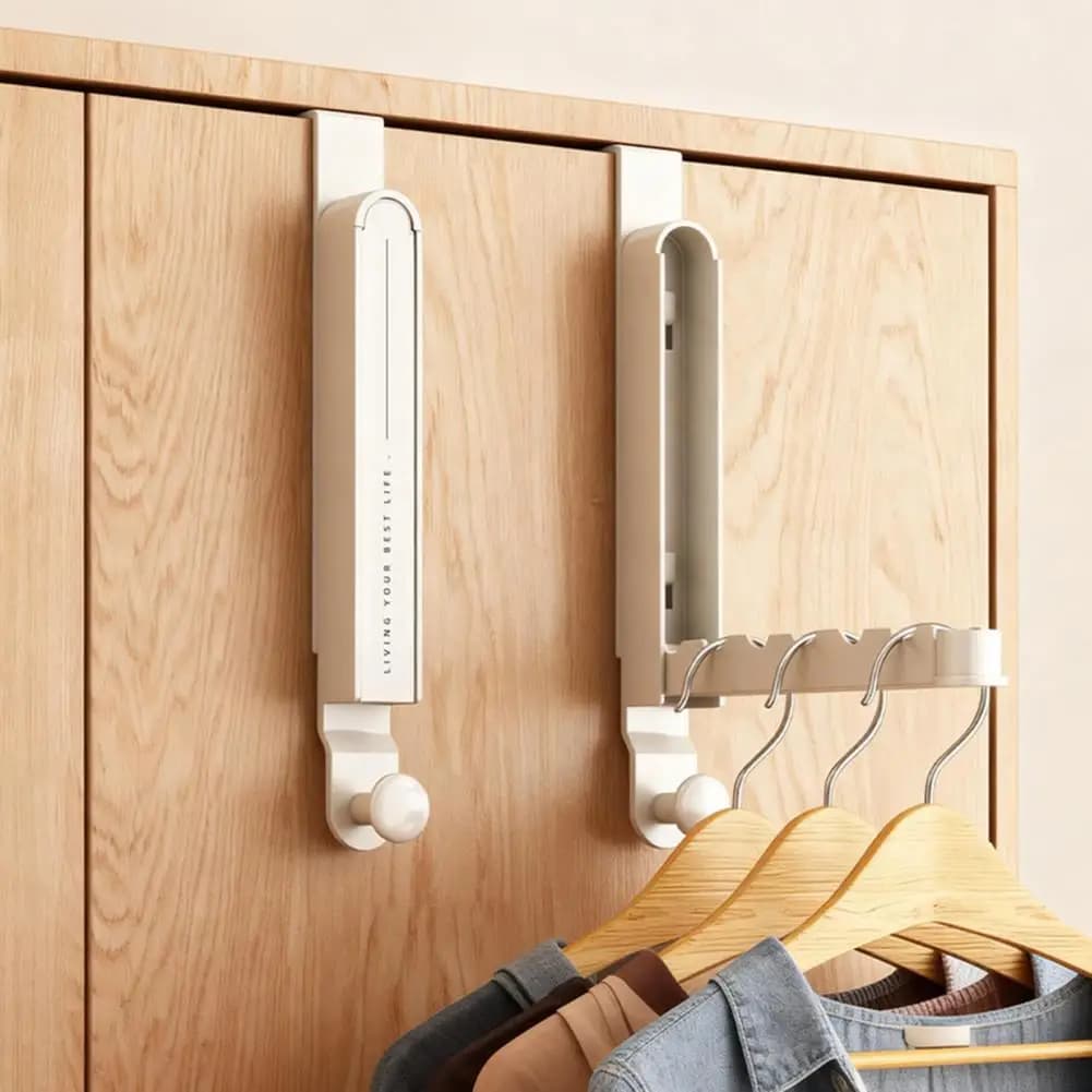 Stendibiancheria Pieghevole con Gancio Nascosto per Porta, Gancio da Parete Richiudibile, Stendibiancheria Portatile da Viaggio Senza Installazione, Appendi Asciugamani