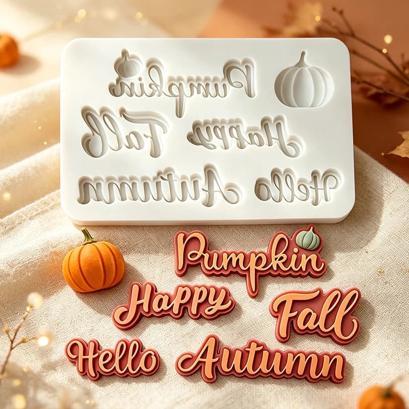 Thanksgiving Letter Pumpkin Silicone Mold for Sugarcraft Resin Cupcake Baking Fondant Cake Decorating Tools