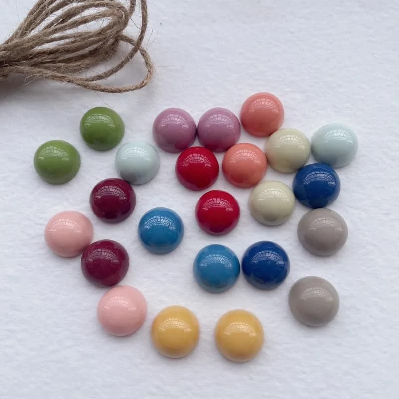 20Pcs Color Semicircle Dots Resin Patch DIY Craft Supplies Hairpin Earring Jewelry Clip Making Accessories Shoe Buckle Materials