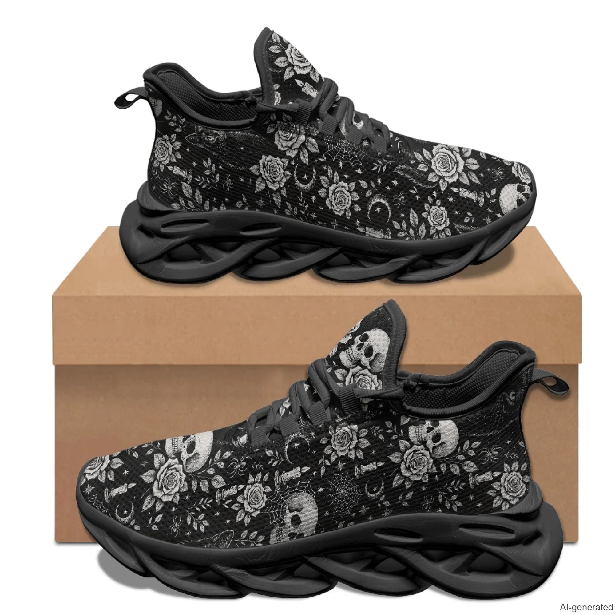 XIXIRIMIDO Max Soul Shoes Halloween Skulls Print Running Shoes for Men Casual Fashion Women Snakers Walking Shoes 35-48