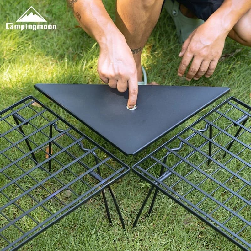CAMPINGMOON T-2356BK tavolo in rete leggera in lega di alluminio triangolo ad angolo retto tavolo portaoggetti tavolo pieghevole