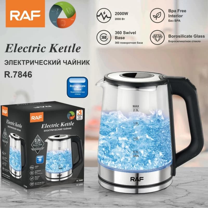 Bollitore Elettrico Multifunzionale RAF in Vetro Borosilicato per Uso Domestico