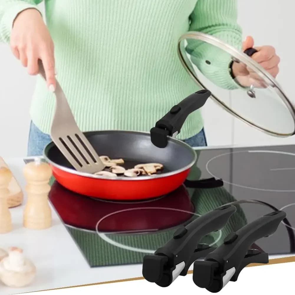 2pcs Detachable Cookware Handle Universal Pot Handle Frying Pan Handle Kitchen Anti-Scalding Cooking Pan Handgrip For Bowl Plate