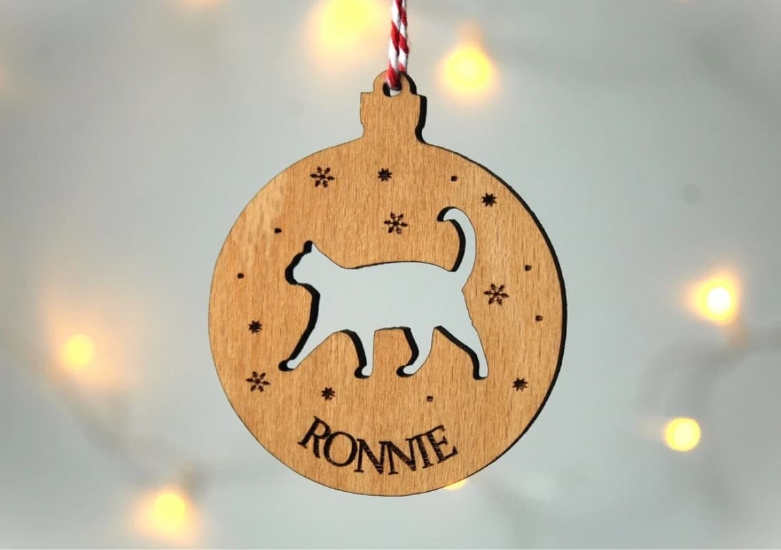Decorazione natalizia per gatti, regalo di natale per amante degli animali domestici, decorazioni per l'albero di natale, ornamento per albero in legno, decorazione personalizzata per gatti
