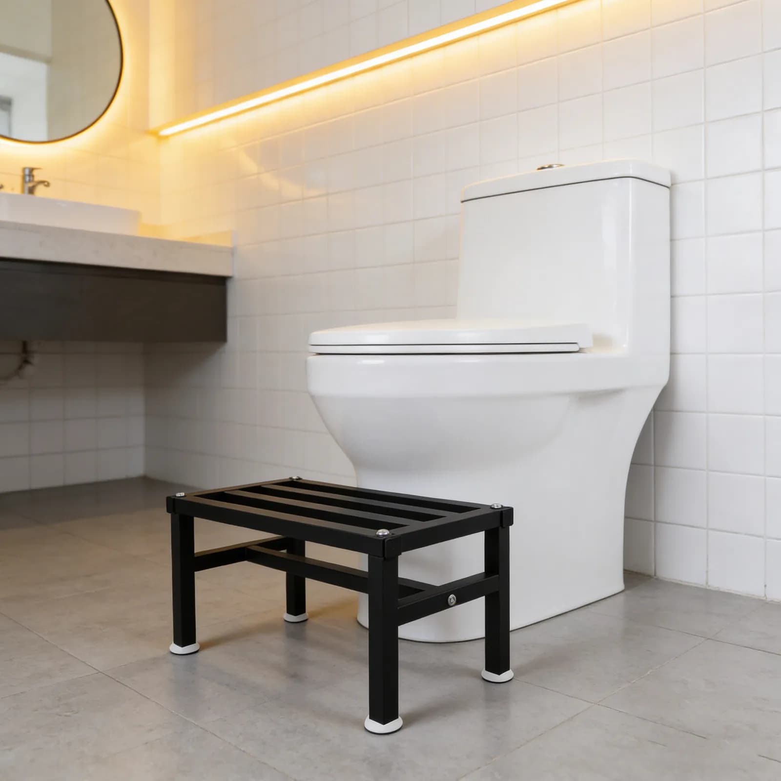 Non-Slip Toilet Foot Stool for Seniors Squat Bathroom Shower Tub Stool Space Saving Portable Lightweight Footrest
