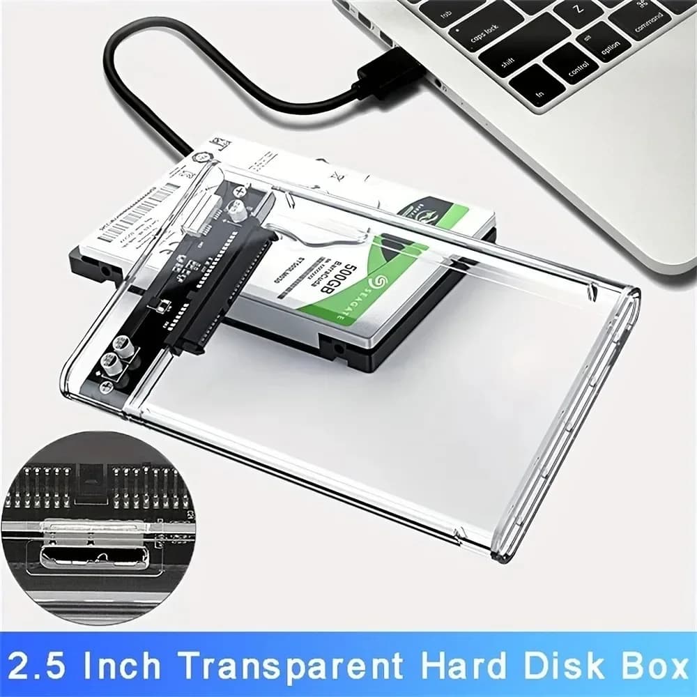Custodia per HDD SSD da USB 2.0/3.0/Tipo C a SATA, custodia per disco rigido esterno da 2,5 pollici 9,5 mm senza attrezzi, supporto UASP/Max 2TB