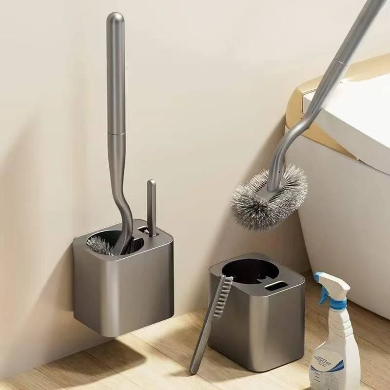 Narrow Wall-Mounted Toilet Brush Set No-Punching Bathroom Cleaning Tool Toilet Cleaner Sanitary Household Essential