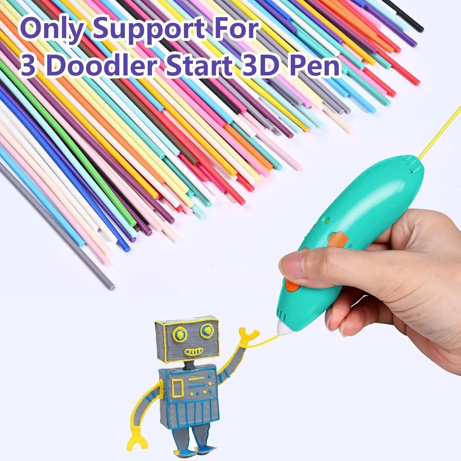 SUNDI 10 Colori 200 Pezzi Filamento PLA per Penna 3D 2.5mm, Non Tossico Sicuro per Bambini, Alta Temperatura, Compatibile con la Maggior Parte delle Penne 3D Doodler