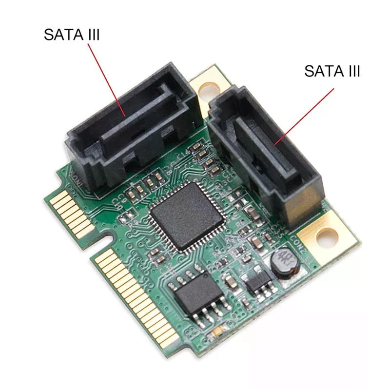 Adattatore di Espansione Mini PCI-e a 2 Porte SATA 3.0, Scheda di Espansione Chip PCI-Express, Scheda Aggiuntiva Mini PCIe a Doppio SATA