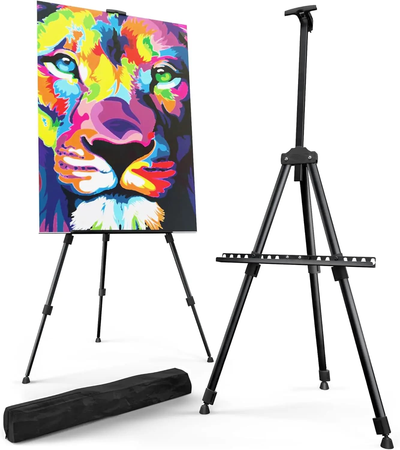 Cavalletto per artisti regolabile in altezza - Treppiede portatile in metallo per pittura, tela, poster e cartelli per matrimoni - 17x66 pollici