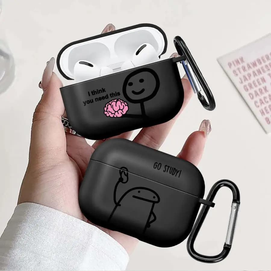 Airpods Pro 3 Pro2 1 2 Pro3 4 earphone case with artistic cartoon design with stick figures characters