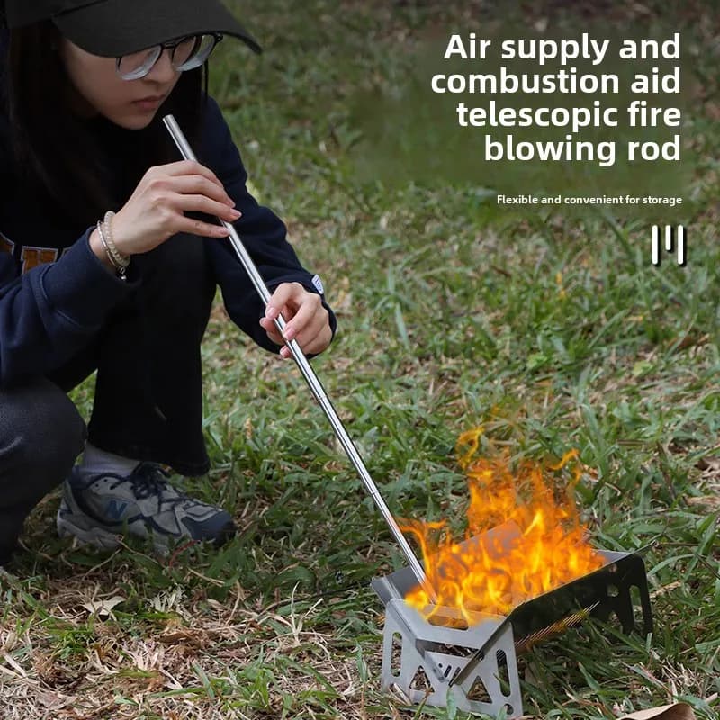 Outdoor Camping Blow Fire Tube Blowpipe Collapsible High Effective Tiny Beach Garden Tool Camping Equipment Blowing Fire Stick