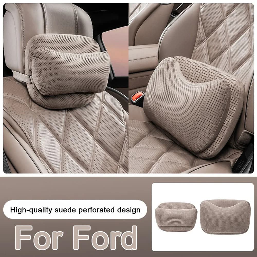 Auto Collo Cuscino Pelle Scamosciata Poggiatesta Sedile Supporto Lombare Cuscino Vita Cuscino Per Ford Focus Mondeo MK2 MK3 MK4 MK7 Fiesta Fusion Kuga