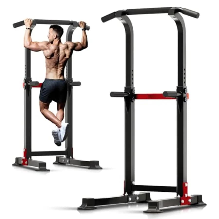 Pull Up Bar Dip Bar Squat Rack Workout Dip Station Height Adjustable Free Standing Chin Up Bar