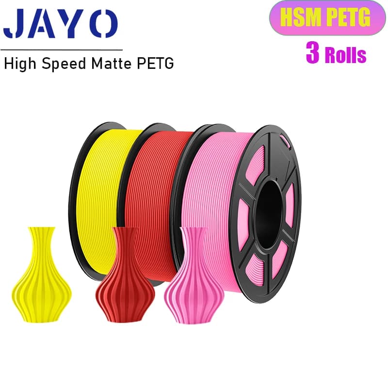 High Speed Matte PETG 3D Printer Filament JAYO 3 Rolls Without Smooth Bubble Multiple Colors 3D Filament Suitable for FDM 1,1 kg printers